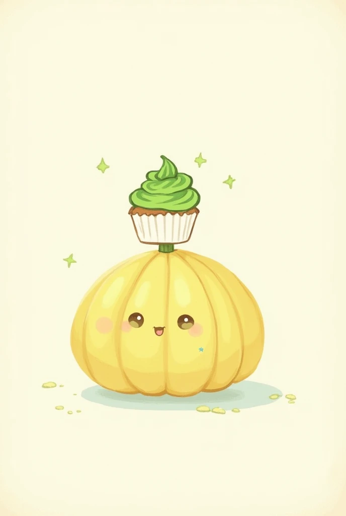 sponge gourd and matcha under a cupcake drawing