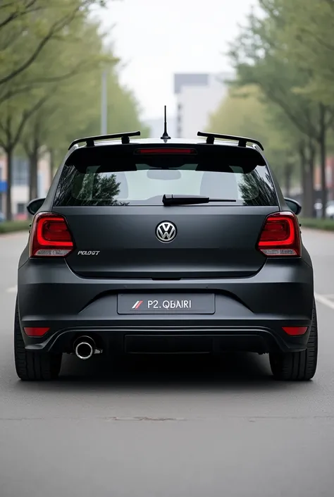 A black modified polo GT showing its back side