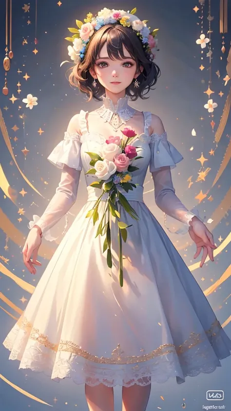 ((highest quality)), ((masterpiece)), (Get used to it), Perfect Face , beautiful girl , bouquet ,