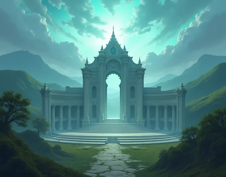 grit, with its imposing structure, It is located in a valley surrounded by hills Graceful structure and arena for battles Aurora Celestial coliseum