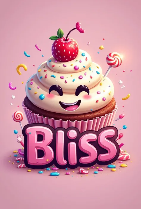 Generate a company logo that says sugar bliss like the one in the game sugar rush by wreck it ralf 