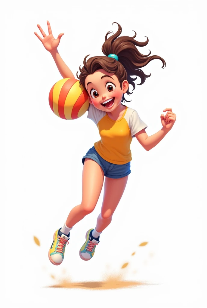 Childish sporty girl on white background, further , boleybolista 