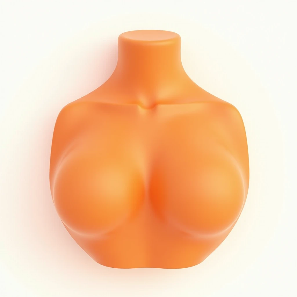 stylized volumetric icon made of orange matte plastic , stylized girl shoulders , Background white, high detail
