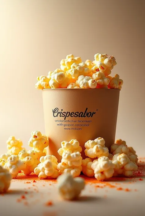 create an image about popcorn that has the name "crispesabor, Unique flavor for unique popcorn"