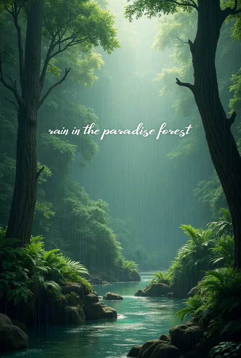 Rain in the Paradise Forest Yoga Zen Relaxation Positive Sleep Music by AlanBackground: A peaceful forest scene with soft rain falling.Text: "Rain in the Paradise Forest" in a flowing, elegant font. “by Alan” in a smaller, understated font.Visuals: Add rai...