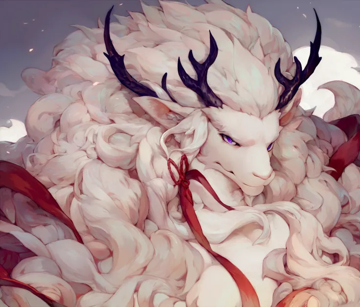 score_9, score_8_up, score_7_up, score_6_up, score_5_up, score_4_up, solo, male eastern dragon, japanese outfit, white fur, long white hair, purple eyes, by null-ghost