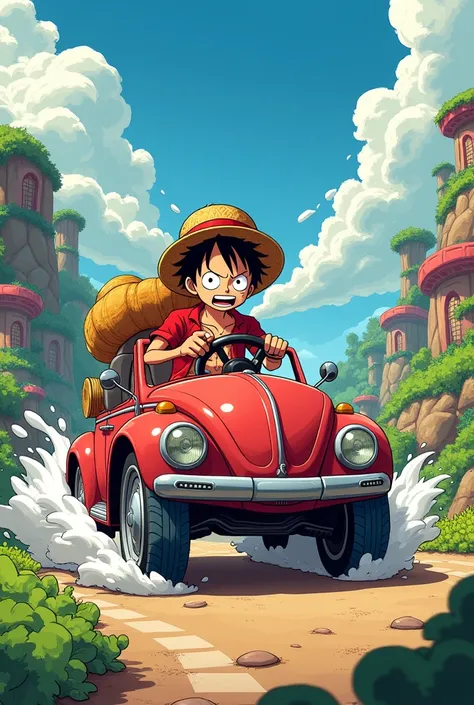 luffy riving car