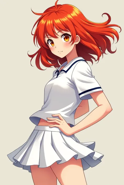 picture of a girl who have red hair wearing a tennis skirt 