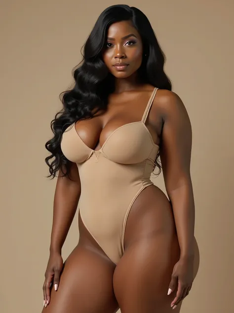 30 + cute desi Indian-Hatian milf bodysuit: show expansive booty: RTX: by DynastySeries: beige fabric: pronounced Large Buttocks Cheeks × six pack:: she has wide long deep cleft underneath each buttock cheeks: mujercore: Womancore: Masterpiece: long (asymm...