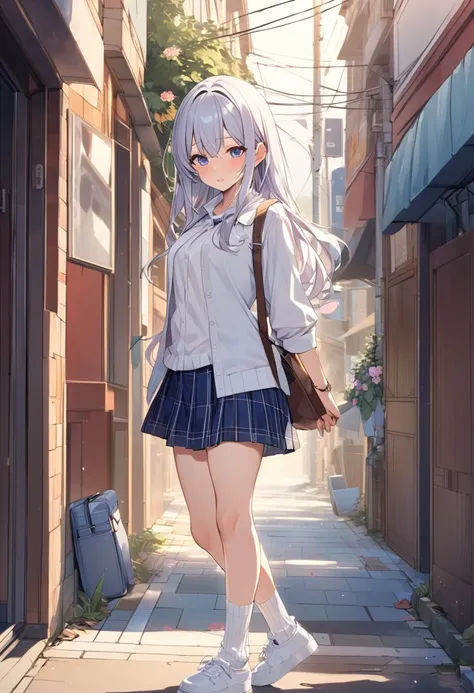 White ribbed ankle socks. NSFW,high school girl.
She was walking down the street in cute casual clothes.,
The school rules state that you can&#39;t wear anything but the uniform, but as a punishment for wearing my own clothes, I was forced to take them off...