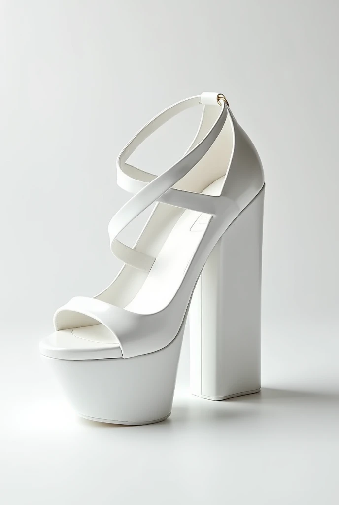 Very high white strappy platform heels 