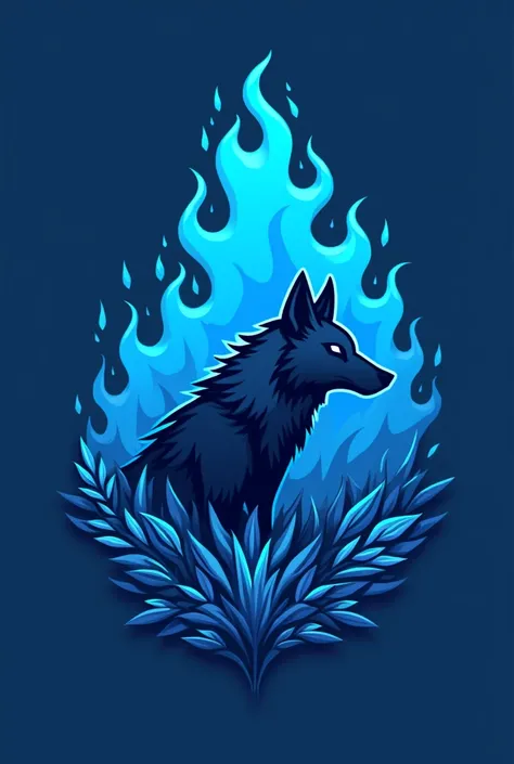 Flame logo for a team with the flame in blue that looks tough, Crie uma logomarca utilizando os seguintes elementos do bioma cerrado: Lobo-guará (Chrysocyon brachyurus), Seriema (Cariamidae), Capivara (Hydrochoerus hydrochaeris), Paepalanthus, Jatobá (Hyme...