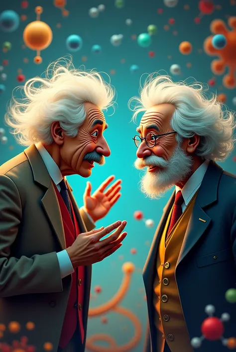 Albert Einstein talking with Mendeleyed