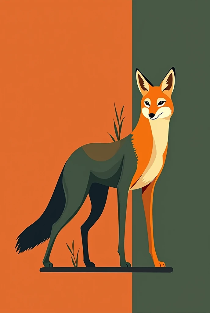 Create a beautiful stylish logo, using the following elements of the cerrado biome: Maned wolf (Chrysocyon brachyurus), The series (Cariamidae), background solid color