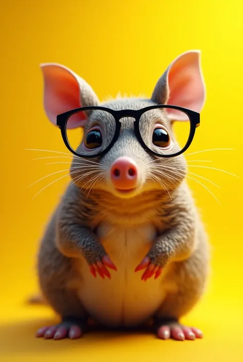 cute armadillo, yellow backdrop, fade, brilliant minds and glasses