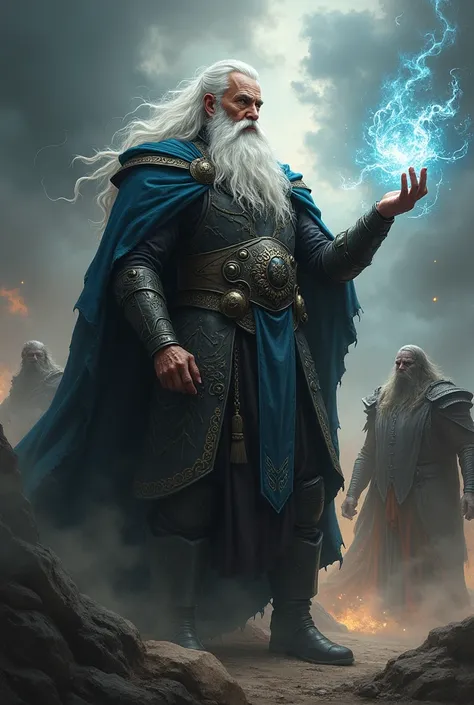 Odin showcasing his magical powers against evil beings realistic image 