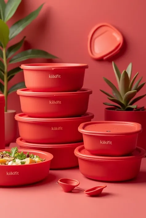  Fitness food containers for sale in red that have the name of: KiKifit 