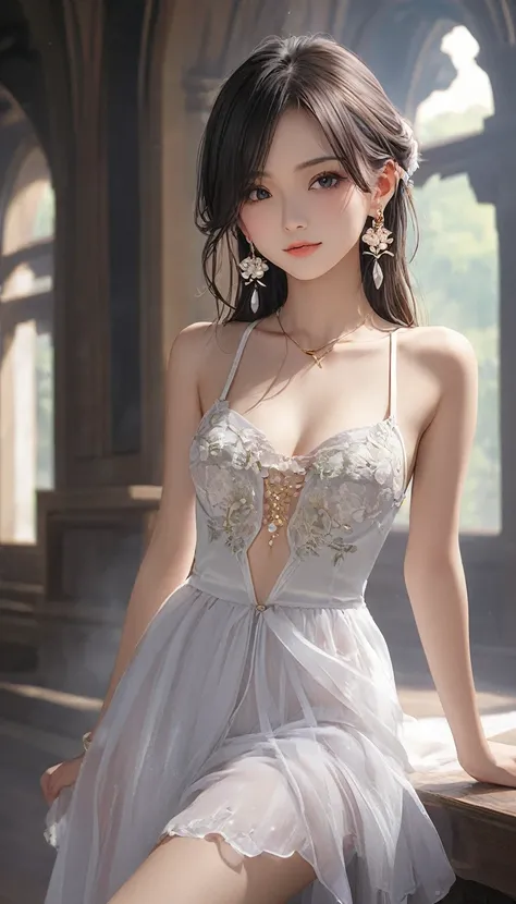 (masterpiece, Highest quality:1.2), One Girl, alone,Bony body、、Earringagical girl clothes 