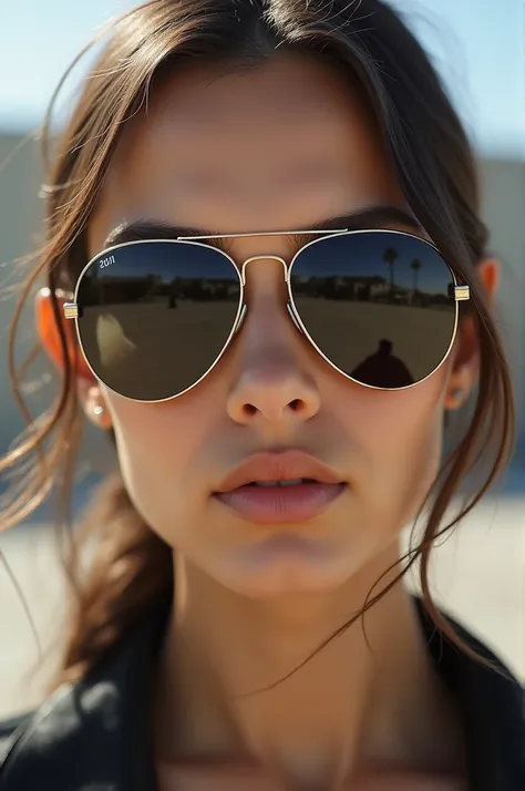 Model wearing Aviator sunglasses