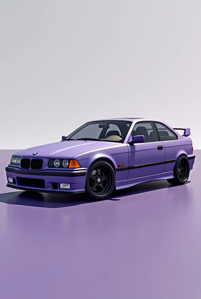 Please show me the bmw e36 316i from 1998 in matt purple  , with dark rims and a small rear spoiler 
