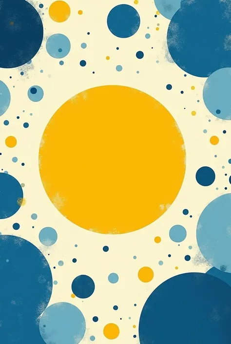 A yellow dot in the middle of several blue dots 

