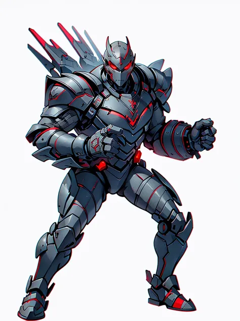 grey armor ,eyes red ,high resolution,