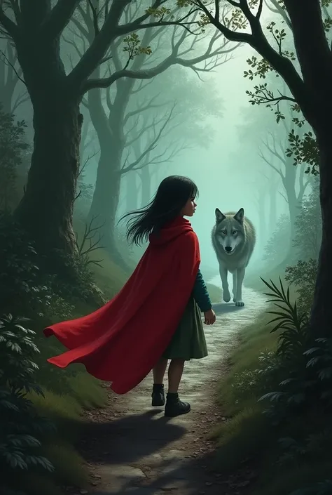 Chorozinha felt relief invade her body, but I knew I couldn&#39;t let my guard down. The wolf was a real threat and she needed to get to her grandmother as quickly as possible.. Adjusting the red cape, she resumed her path, determined to face any challenge...