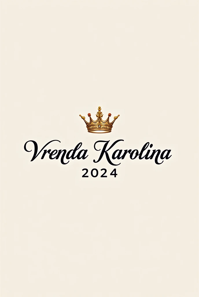 Make me a logo that represents the name Vrenda Karolina, mark the year 2024 and a crown