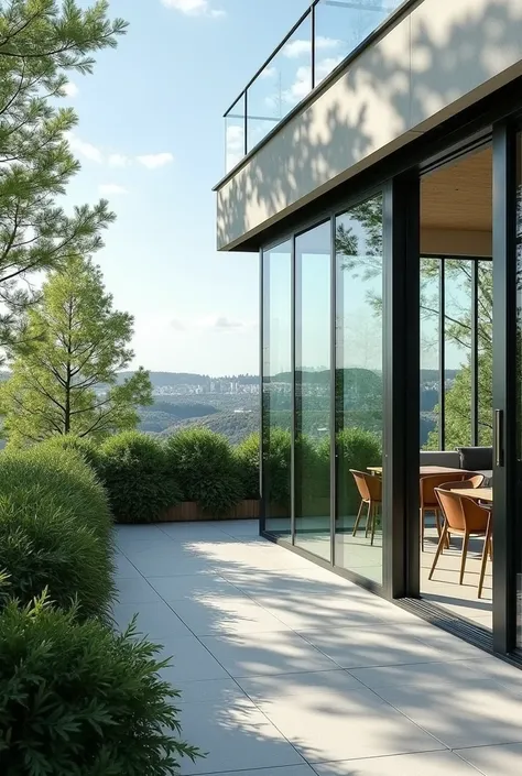 Give me images of glass screens for terraces


