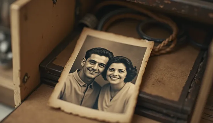 Scene: An old photo in the cupboard Aryan takes out an old photo from the cupboard The photo shows his father and mother Aryan: Happy, this is my father!