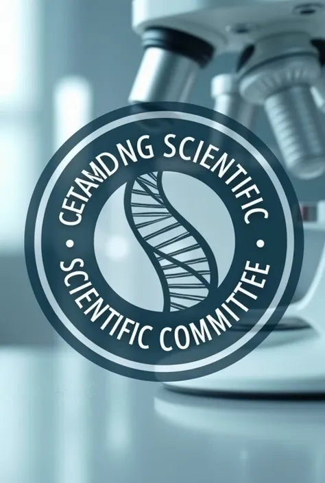 Didactic and elegant logo for "Standing Scientific Committee", that it be round and with a background image that symbolizes research 