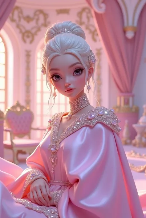 a beautiful woman wearing a sparkling cape, extremely detailed jewellery, rich and lavish surroundings, fantasy atmosphere, highly detailed, photorealistic, 8k, masterpiece