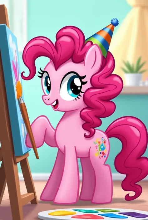 Pinkie pie with a brush on her hoove