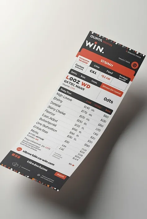 Betting ticket like WWIN. Com 
