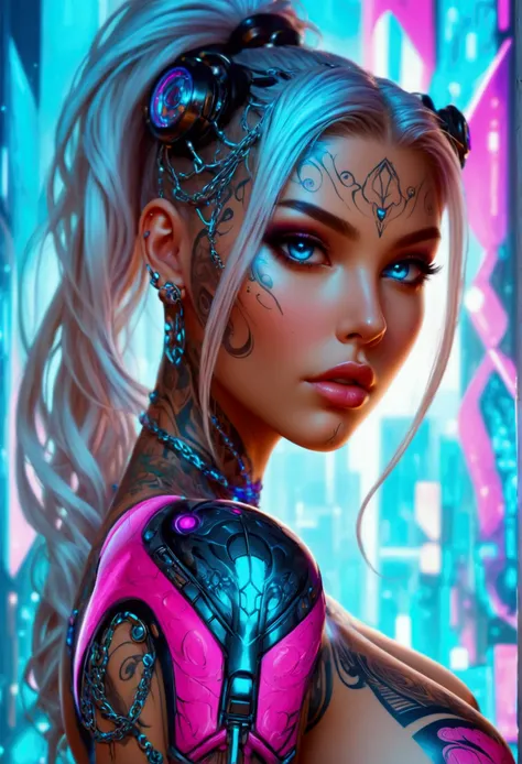 beautiful digital artwork, beautiful digital art, detailed beautiful face, 8k high quality detailed art, very beautiful digital art, digital art. highly detailed, beautiful detailed body, Create a hyper detailed photograph of a perfectly simetrical tattooe...