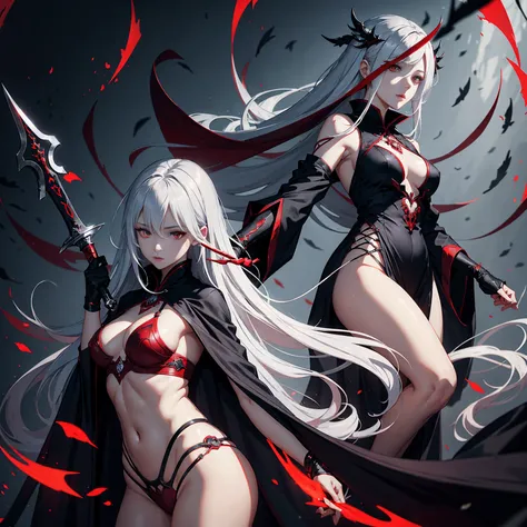 masterpiece, best quality, ruby red eyes, beautiful woman dressed in black murim robes,long silver hair, holding a blade, stable diffusion, 4k, premium, Manhua style,