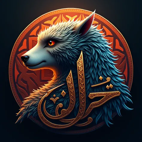 a furry arabic logo, detailed fur texture, intricate arabic calligraphy, abstract geometric patterns, brilliant colors, 3d render, photorealistic, ultra detailed, cinematic lighting, (best quality,4k,8k,highres,masterpiece:1.2),ultra-detailed,(realistic,ph...