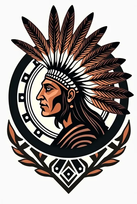 Create a round shield with an Indian in profile with a headdress of 11 feathers in the Inca and Aztec format and the words vila tupi futebol clube. It needs a few feathers to make it eleven., can be remade in the style of the Inca people&#39;s drawings?

T...