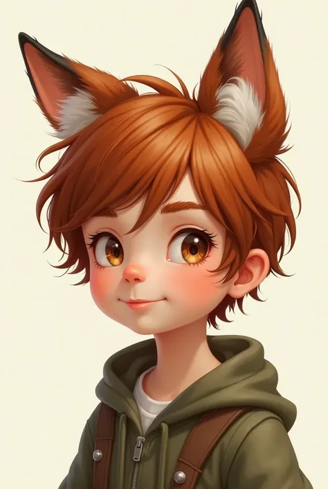 boy, baby, chestnut hair, wolfs ears, detailded,2d 