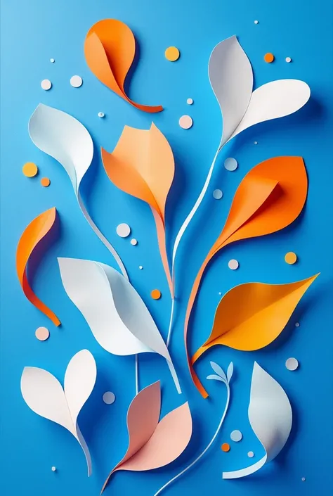 Matisse’s cut-outs, the joy of painting with scissors
blue background, white and orange shapes