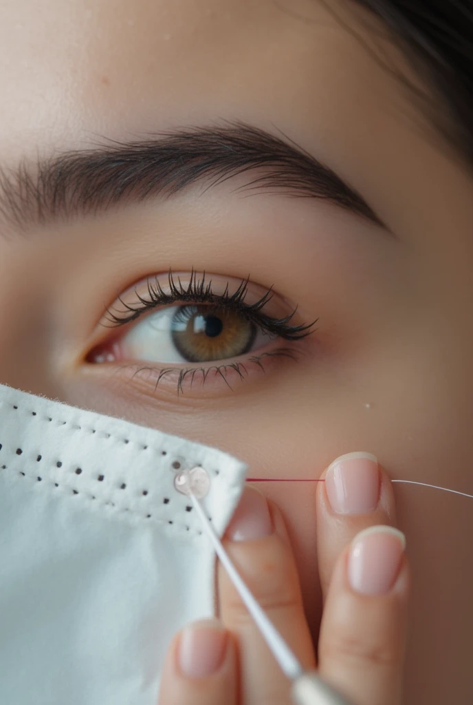 a photo of an eye being marked with eyebrow designer thread