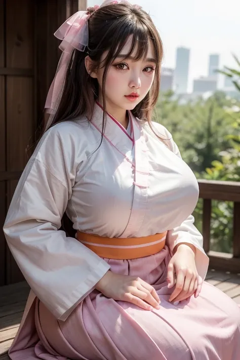 High resolution, Large Breasts, Big Ass, Plump, Droopy eyes, Chubby, bangs, Large Breasts, Hanbok (Hanbok)

	• Costumes: Characterized by a puffy skirt and a tight top。Pastel and vibrant colors are used、Ribbon design under the chest。
	• Makeup: For natural...