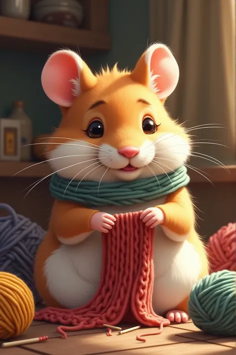 Draw a knitting hamster