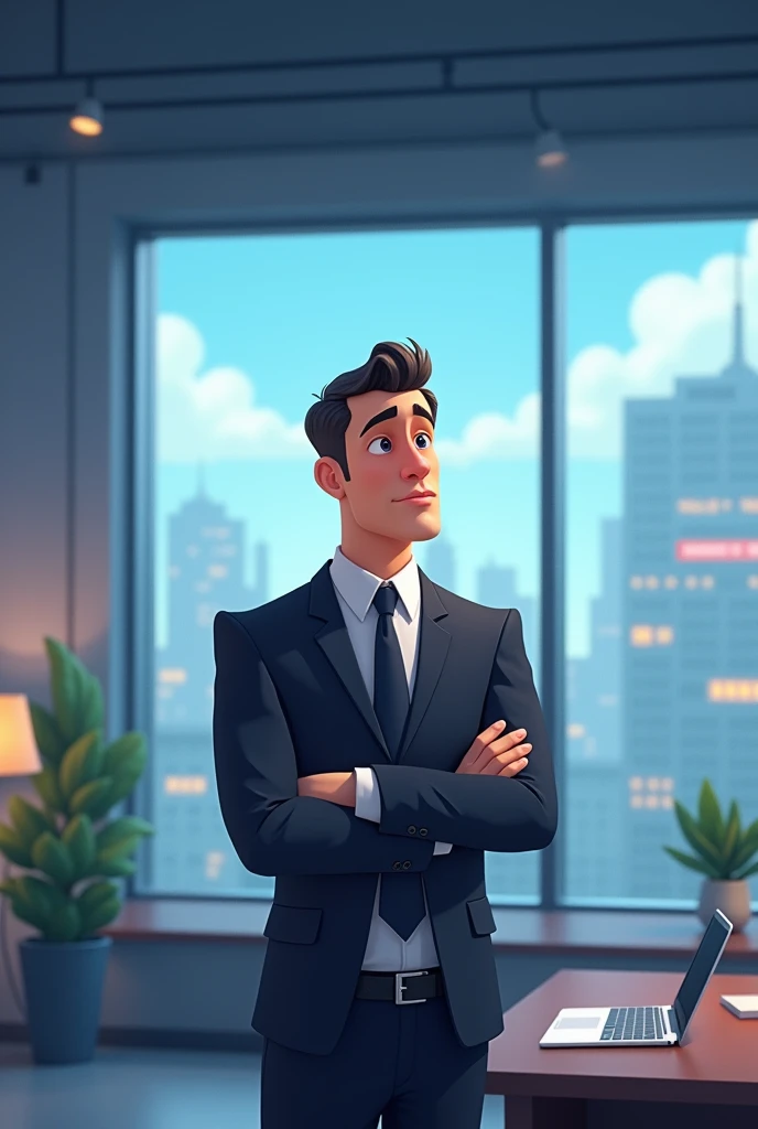 A man making decisions in a company animated 