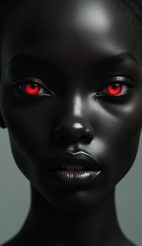 Beautiful ebony, red eyes, deep gaze, hi-rez, super high detail, HD, 4k, 8k