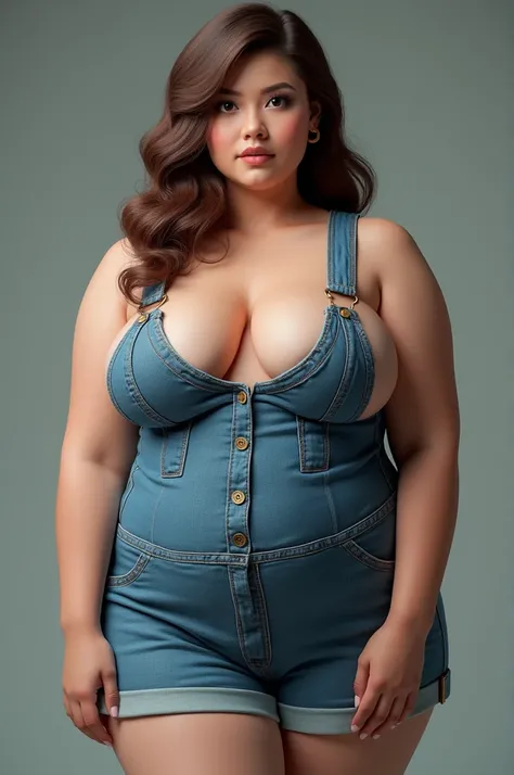 Girl in blue overalls with a big ass and breasts 