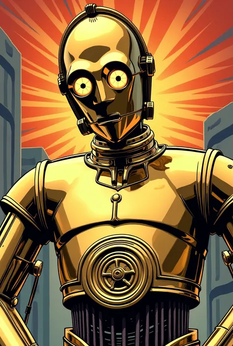 A stoned looking 3Po in comic style