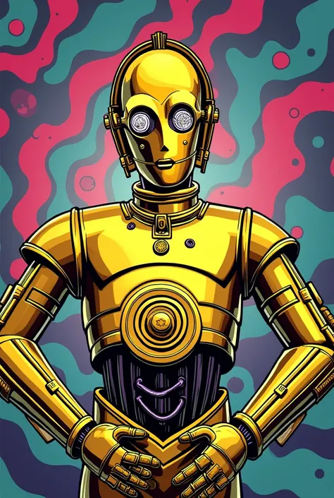 A stoner 3Po in comic style