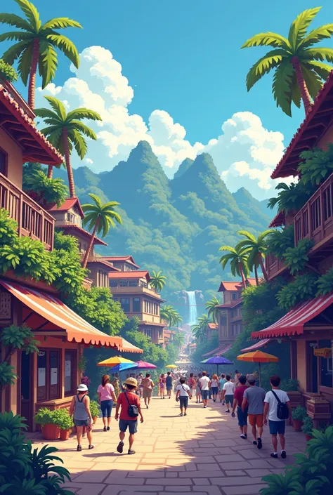 Landscape of the tourist destination pixel art. natta. pixel art 3D Papel de parede 4K. Amazing pixel art details. pixel art. vapor waves. pixel art detalhado do mecanismo irreal do brasil