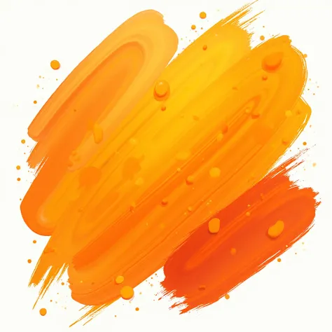 СЛЕДЫ МАЗКОВ КИСТИ ОРАНЖЕВОГО И ЗОЛОТОГО ЦВЕТА, 2D CARTOON DIGITAL PAINTING, ORANGE-GOLD color, ORANGE-GOLD GLITTER, ISOLATED ON white background